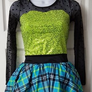 GREEN & BLUE PLAID DANCE COSTUME.